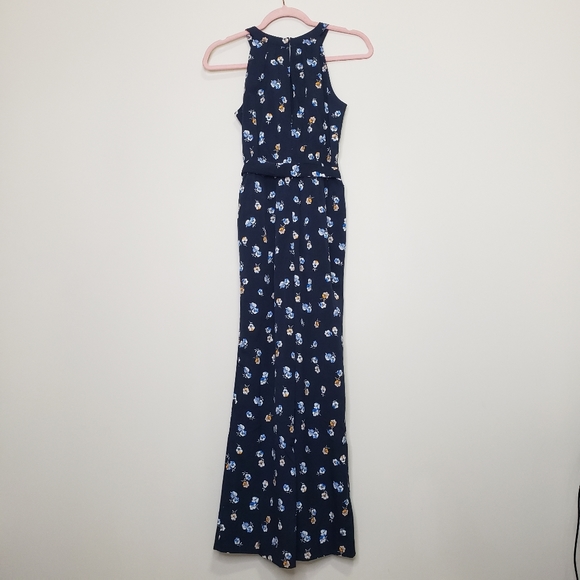 Ann taylor floral sleeveless jumpsuit navy nwt 00p - Picture 6 of 9